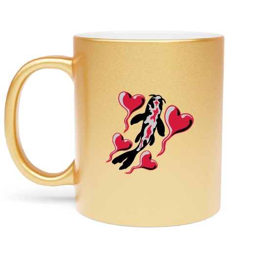hearts koi fish nishikigoi Metallic Mugs