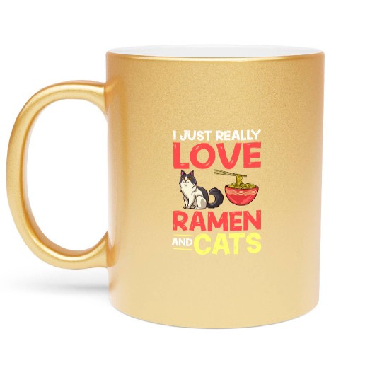 Ramen Cat Bowl Chicken Noodle Soup Japanese Metallic Mugs