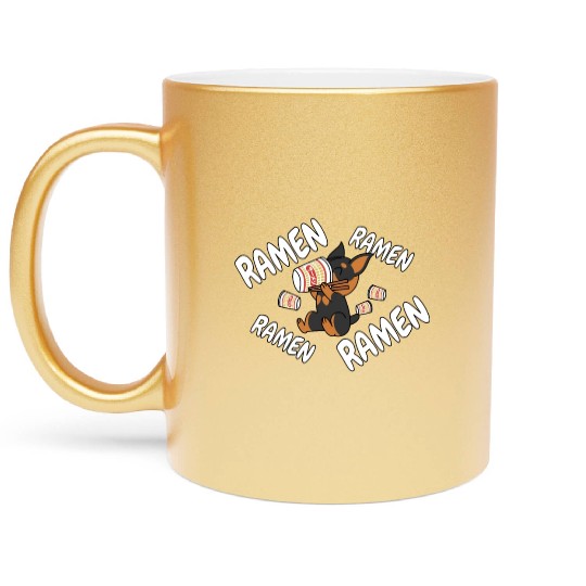 Miniature Pinscher Instant Ramen Noodles Metallic Mugs