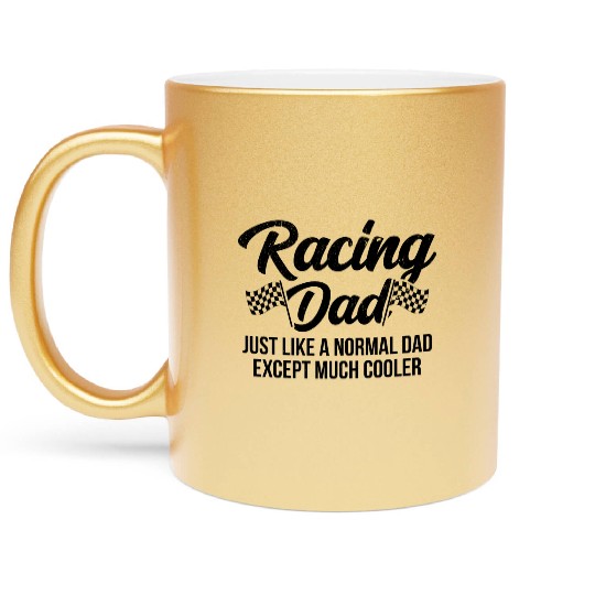 Pit Crew Checkered Flag Car Racing Dad Metallic Mugs