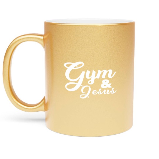 Gym and Jesus Christian Workout Gym and Jesus Metallic Mugs