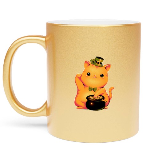cat Irish Lucky Cat Metallic Mugs