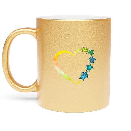 Sea Turtle Heart Animal Lover Metallic Mugs