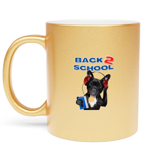 FRENCH BULLDOG BACK 2 SCHOOL aka BACK TO SCHOOL Metallic Mugs