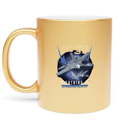 F-35 Lightning Ii 5Th Gen Stealth Fighter Metallic Mugs