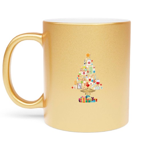 Nurse Christmas Tree Funny Decoration Metallic Mugs