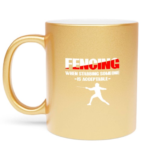 Fencing Sabre Fencing Fight Metallic Mugs