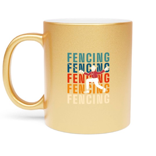 Fencing Sport Fencer En Garde Sport Fencing Metallic Mugs