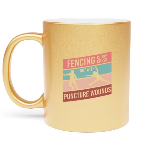 Fencing Sabre Metallic Mugs