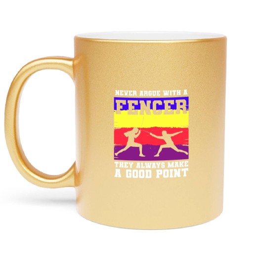 Fencing Sport Sword Fencer Foil Metallic Mugs
