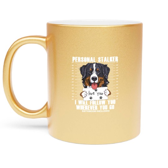 Bernese Mountain Dog Stalker Cartoon Metallic Mugs