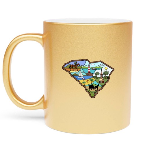 Vintage Charleston Columbia South Carolina Map Metallic Mugs