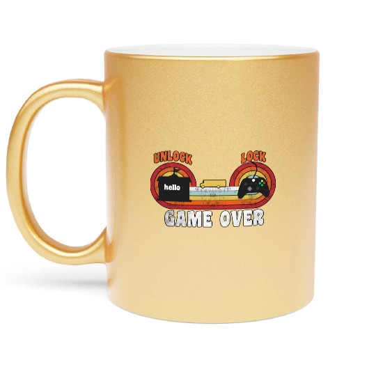 Back to School games over retro vintage Metallic Mugs