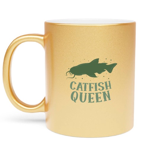 Wels Catfish Design For A Catfish Queen Metallic Mugs