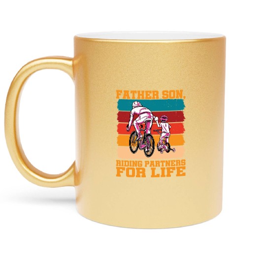 Father Son, Riding Partners For Life Metallic Mugs