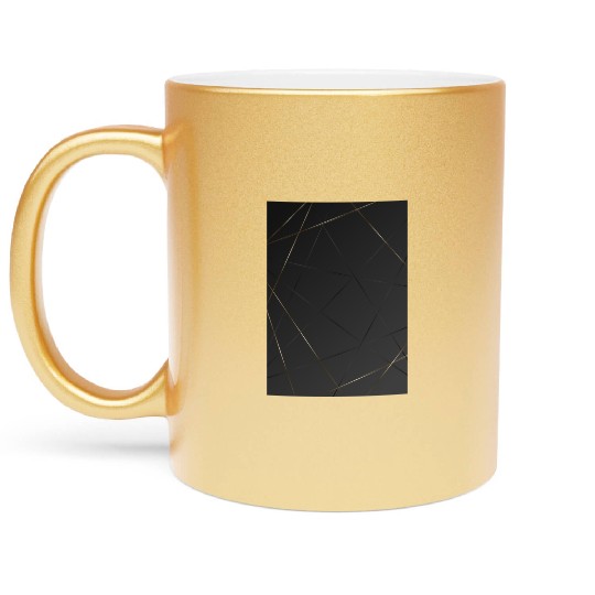 Luxury Black Gold Geometric Polygon Metallic Mugs