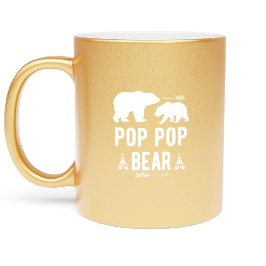 Pop Pop Bear Arrow Grandpa Bear Grandparents Metallic Mugs