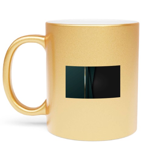Luxury Black Green Gold Stripes Metallic Mugs