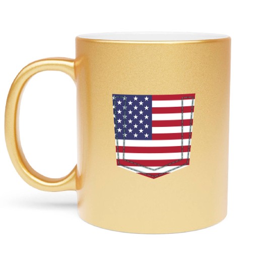 USA pocket flag Metallic Mugs
