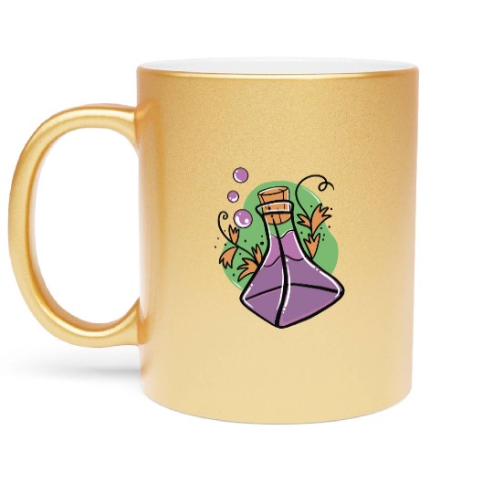 A glass of purple poison with Fall leaves Metallic Mugs