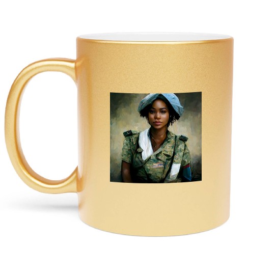 Beautiful US army combat medic painting Metallic Mugs