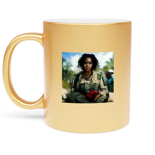 Beautiful US army combat medic painting Metallic Mugs