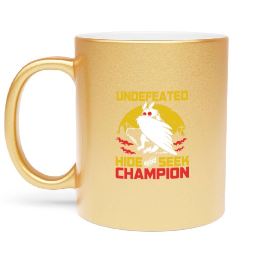 Undefeated Hide And Seek Champion Funny Mothman Metallic Mugs
