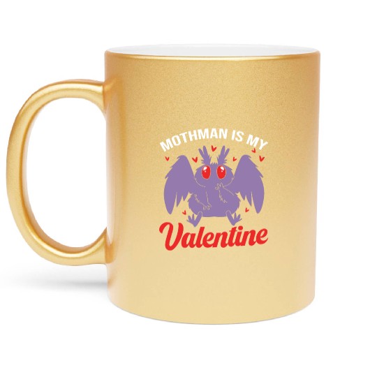 Funny Valentines Day Cryptid Cute Mothman Metallic Mugs