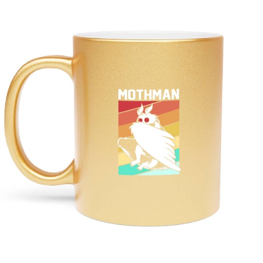 Retro Mothman Cryptid 80s Vintage Mothman Metallic Mugs