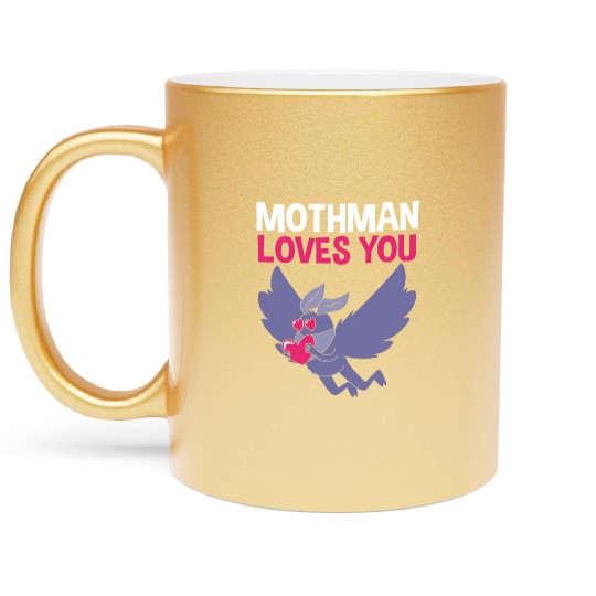 Mothman Loves You Valentines Day Cryptid For Women Metallic Mugs