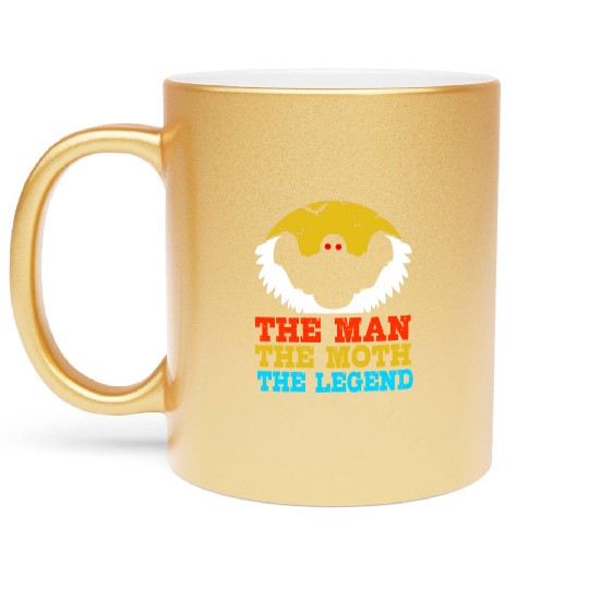 Retro Mothman Cryptid The Man The Moth The Legend Metallic Mugs