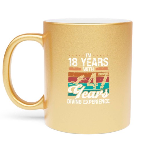 65 Birthday Idea Scuba Diving 65 Year Old Diver Metallic Mugs