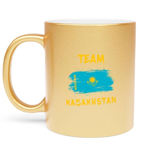 Team Kazakhstan flags design Metallic Mugs