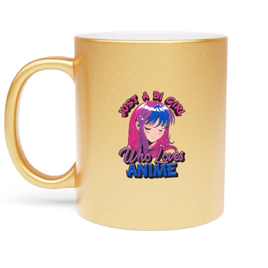 Bisexual Pride Just A BI Girl Who Loves Anime Metallic Mugs