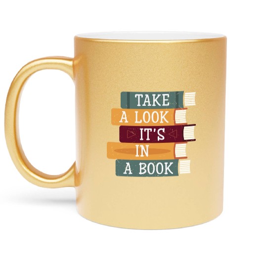 Take A Look It's A Book Retro Rainbow Reading Metallic Mugs