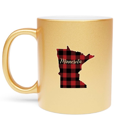 Minnesota Buffalo Plaid Silhouette Home State Metallic Mugs