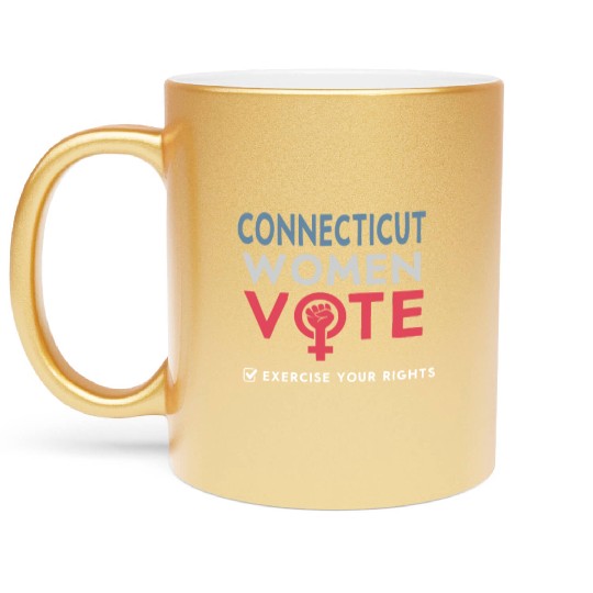 Connecticut Women Vote Voter 2022 Election Metallic Mugs