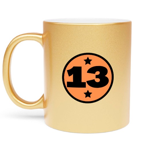 13 Circle Orange Black Birthday Age Metallic Mugs