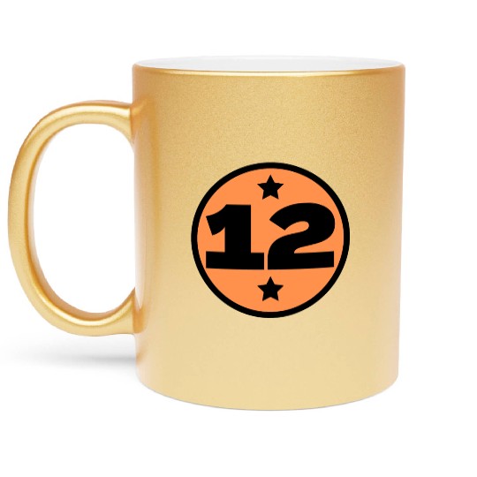 12 Circle Orange Black Birthday Age Metallic Mugs