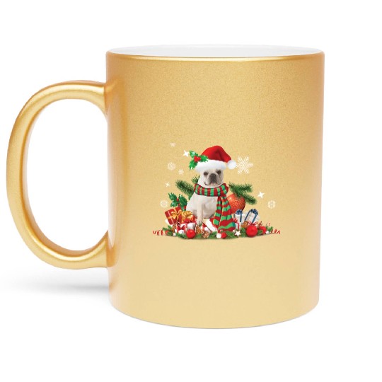 Christmas French Bulldog, Frenchie dog Metallic Mugs