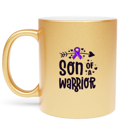 Son Of A Warrior Hodgkins Lymphoma Cancer Metallic Mugs