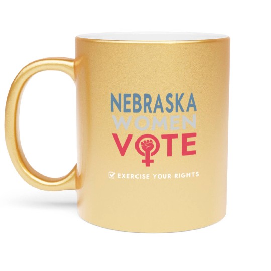 Nebraska Women Vote Voter 2022 Election Feminist Metallic Mugs