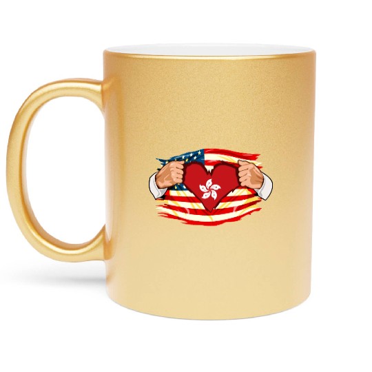 Hong Kongese Who Live in America HongKong Flag Metallic Mugs