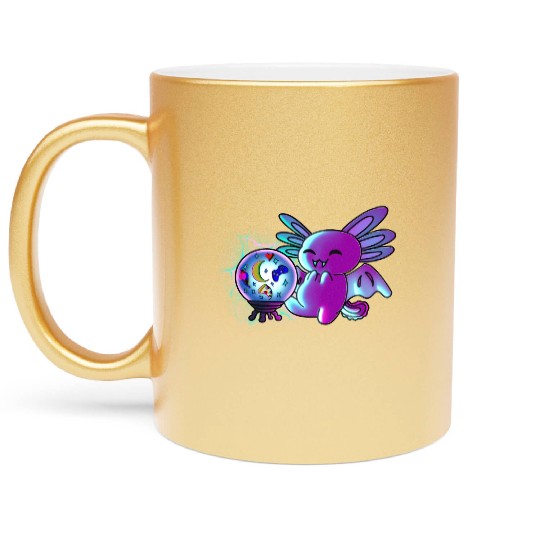 Axolotl Vampire Crystal Ball Metallic Mugs