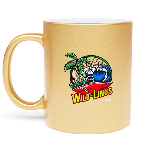 Surfing Skull by Wild Linus Germany Metallic Mugs