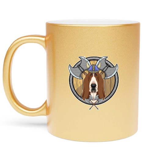 Basset Hound I Valhalla I Viking Metallic Mugs