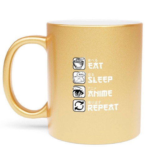 Eat Sleep Anime Repeat Japan Manga Metallic Mugs