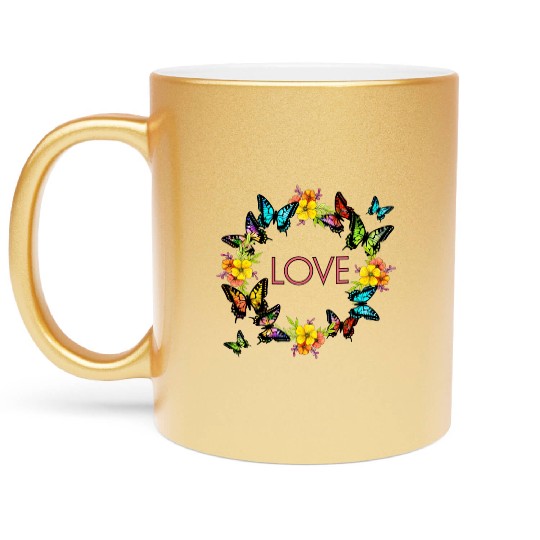 love and butterflies. Metallic Mugs