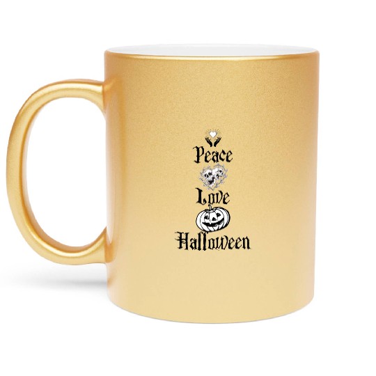 Peace, love, Halloween, Funny Halloween Metallic Mugs