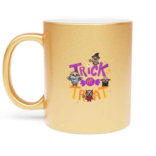 Trick Or Treat Witch Mummy Halloween Metallic Mugs